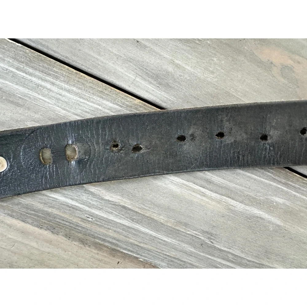 Vintage Concho Belt with South‎ Dakota Trout Belt Hit Line USA Black Leather 44